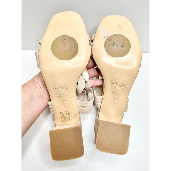 Amalfi by Rangoni Sandals Womens Size 11.5 Pink Suede T Strap Block Heel - Picture 10 of 10